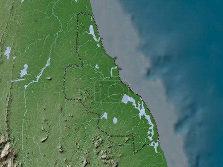Photo for Batticaloa, district of Sri Lanka. Elevation map colored in wiki style with lakes and rivers - Royalty Free Image