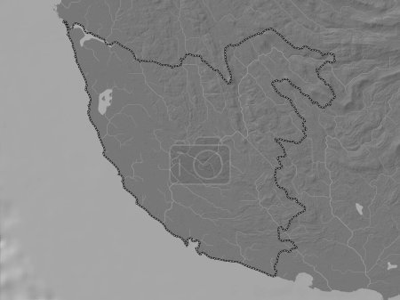 Foto de Galle, district of Sri Lanka. Bilevel elevation map with lakes and rivers - Imagen libre de derechos