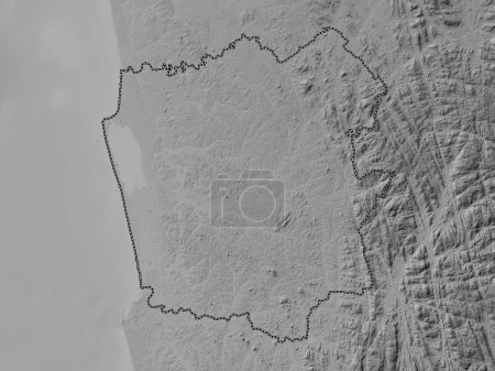 Téléchargez les photos : Gampaha, district de Sri Lanka. Carte d'altitude en niveaux de gris avec lacs et rivières - en image libre de droit