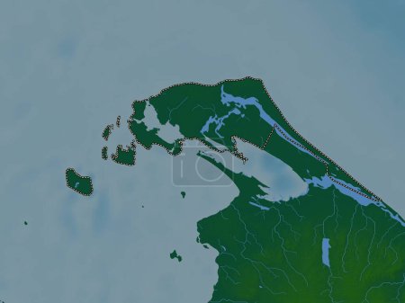 Téléchargez les photos : Jaffna, district of Sri Lanka. Colored elevation map with lakes and rivers - en image libre de droit