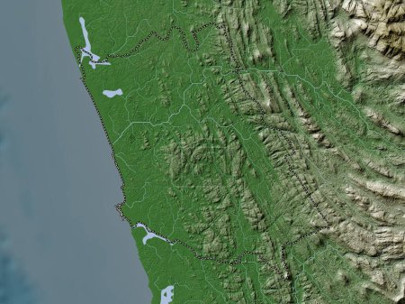 Foto de Kalutara, district of Sri Lanka. Elevation map colored in wiki style with lakes and rivers - Imagen libre de derechos