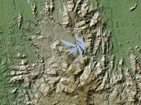 Téléchargez les photos : Kandy, district de Sri Lanka. Carte d'altitude colorée dans le style wiki avec des lacs et des rivières - en image libre de droit