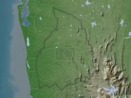 Photo for Kurunegala, district of Sri Lanka. Elevation map colored in wiki style with lakes and rivers - Royalty Free Image