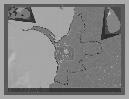 Téléchargez les photos : Mannar, district of Sri Lanka. Bilevel elevation map with lakes and rivers. Corner auxiliary location maps - en image libre de droit