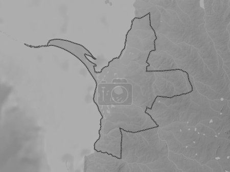 Téléchargez les photos : Mannar, district de Sri Lanka. Carte d'altitude en niveaux de gris avec lacs et rivières - en image libre de droit