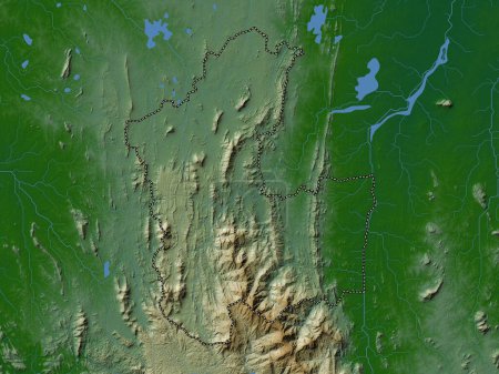 Téléchargez les photos : Matale, district of Sri Lanka. Colored elevation map with lakes and rivers - en image libre de droit