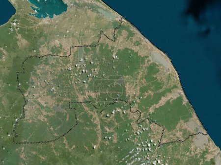 Téléchargez les photos : Mullaitivu, district de Sri Lanka. Carte satellite basse résolution - en image libre de droit