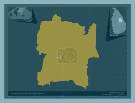 Téléchargez les photos : Polonnaruwa, district of Sri Lanka. Solid color shape. Locations and names of major cities of the region. Corner auxiliary location maps - en image libre de droit