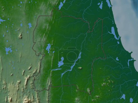 Téléchargez les photos : Polonnaruwa, district de Sri Lanka. Carte d'altitude colorée avec lacs et rivières - en image libre de droit