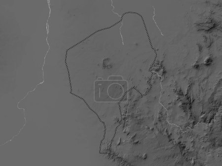 Photo for Blue Nile, state of Sudan. Grayscale elevation map with lakes and rivers - Royalty Free Image