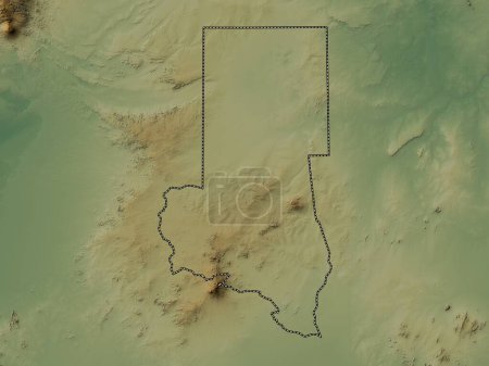 Téléchargez les photos : Darfour Nord, État du Soudan. Carte d'altitude colorée avec lacs et rivières - en image libre de droit