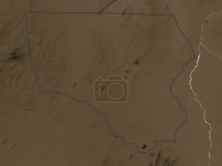 Foto de North Kurdufan, state of Sudan. Elevation map colored in sepia tones with lakes and rivers - Imagen libre de derechos