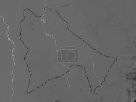 Téléchargez les photos : Sennar, state of Sudan. Grayscale elevation map with lakes and rivers - en image libre de droit