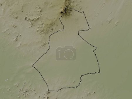 Téléchargez les photos : Darfour Sud, État du Soudan. Carte d'altitude colorée dans le style wiki avec des lacs et des rivières - en image libre de droit