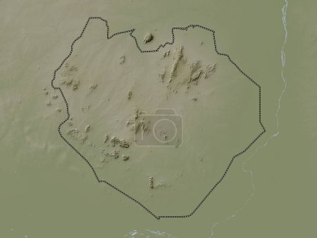 Photo for South Kurdufan, state of Sudan. Elevation map colored in wiki style with lakes and rivers - Royalty Free Image