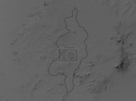 Foto de West Darfur, state of Sudan. Grayscale elevation map with lakes and rivers - Imagen libre de derechos