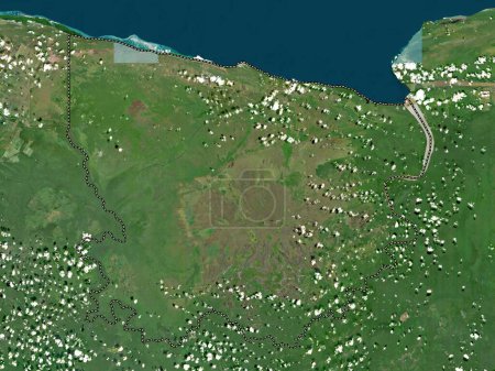 Téléchargez les photos : Coronie, district du Suriname. Carte satellite haute résolution - en image libre de droit