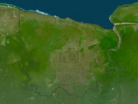 Téléchargez les photos : Coronie, district of Suriname. Low resolution satellite map - en image libre de droit