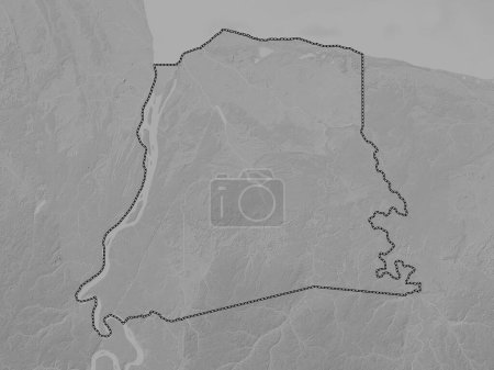 Photo for Nickerie, district of Suriname. Grayscale elevation map with lakes and rivers - Royalty Free Image