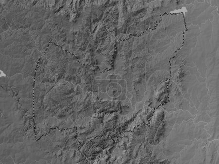 Photo for Manzini, district of Eswatini. Grayscale elevation map with lakes and rivers - Royalty Free Image