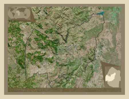 Photo for Manzini, district of Eswatini. High resolution satellite map. Locations of major cities of the region. Corner auxiliary location maps - Royalty Free Image