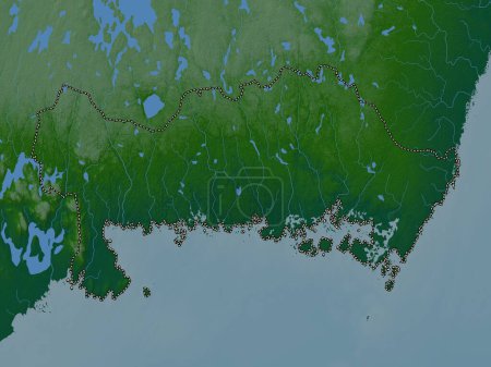 Téléchargez les photos : Blekinge, comté de Suède. Carte d'altitude colorée avec lacs et rivières - en image libre de droit