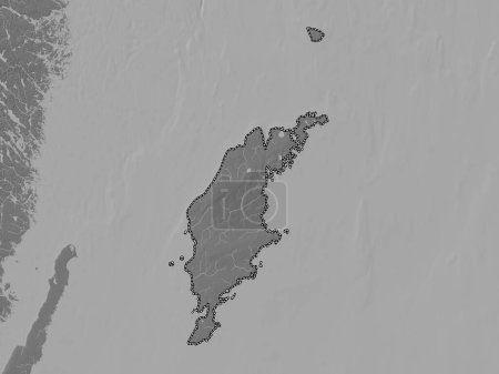 Photo for Gotland, county of Sweden. Bilevel elevation map with lakes and rivers - Royalty Free Image