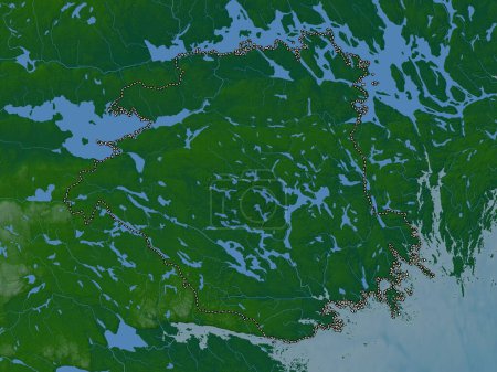 Photo for Sodermanland, county of Sweden. Colored elevation map with lakes and rivers - Royalty Free Image