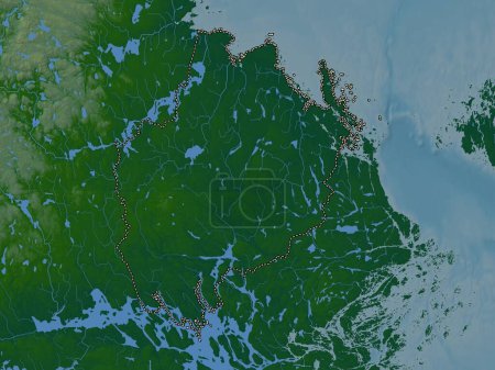 Foto de Uppsala, county of Sweden. Colored elevation map with lakes and rivers - Imagen libre de derechos