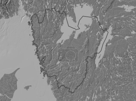 Photo for Vastra Gotaland, county of Sweden. Bilevel elevation map with lakes and rivers - Royalty Free Image