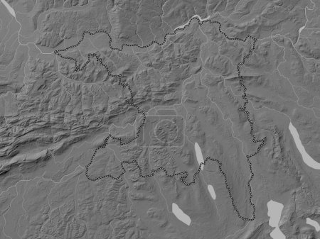 Photo for Aargau, canton of Switzerland. Grayscale elevation map with lakes and rivers - Royalty Free Image