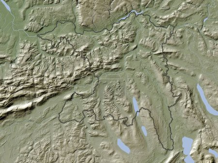 Téléchargez les photos : Aargau, canton of Switzerland. Elevation map colored in wiki style with lakes and rivers - en image libre de droit