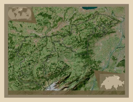 Foto de Appenzell Ausserrhoden, canton of Switzerland. High resolution satellite map. Locations of major cities of the region. Corner auxiliary location maps - Imagen libre de derechos