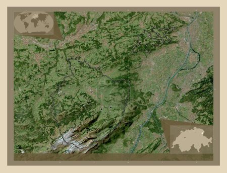 Téléchargez les photos : Appenzell Innerrhoden, canton of Switzerland. High resolution satellite map. Locations of major cities of the region. Corner auxiliary location maps - en image libre de droit