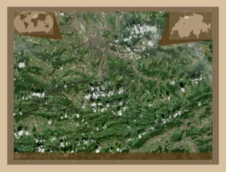 Foto de Basel-Landschaft, canton of Switzerland. Low resolution satellite map. Corner auxiliary location maps - Imagen libre de derechos