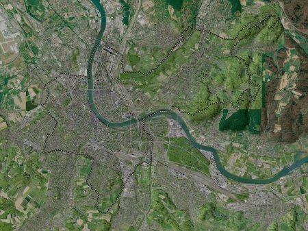 Foto de Basilea-Stadt, cantón de Suiza. Mapa de satélite de alta resolución - Imagen libre de derechos