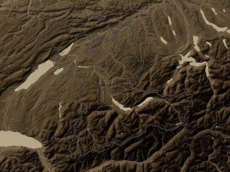 Foto de Bern, canton of Switzerland. Elevation map colored in sepia tones with lakes and rivers - Imagen libre de derechos