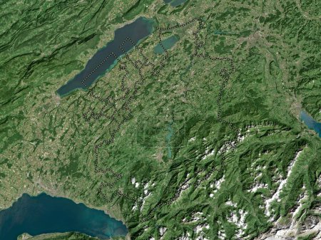 Téléchargez les photos : Fribourg, canton of Switzerland. Low resolution satellite map - en image libre de droit