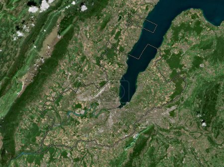 Téléchargez les photos : Geneve, canton of Switzerland. Low resolution satellite map - en image libre de droit