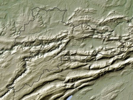 Téléchargez les photos : Jura, canton de Suisse. Carte d'altitude colorée dans le style wiki avec des lacs et des rivières - en image libre de droit