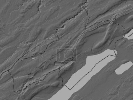 Téléchargez les photos : Neuchatel, canton of Switzerland. Bilevel elevation map with lakes and rivers - en image libre de droit