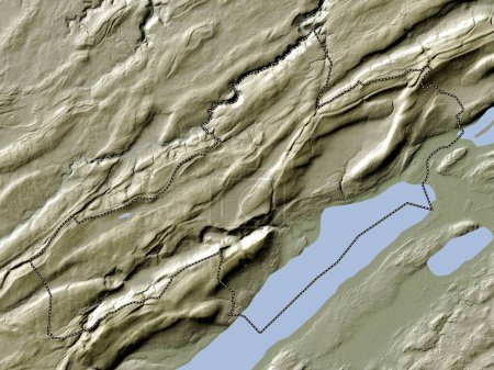 Téléchargez les photos : Neuchatel, canton of Switzerland. Elevation map colored in wiki style with lakes and rivers - en image libre de droit