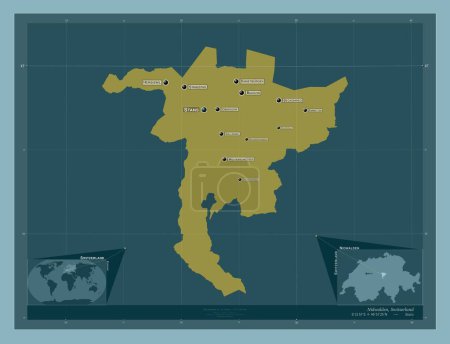 Foto de Nidwalden, canton of Switzerland. Solid color shape. Locations and names of major cities of the region. Corner auxiliary location maps - Imagen libre de derechos