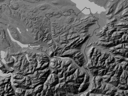 Photo for Sankt Gallen, canton of Switzerland. Grayscale elevation map with lakes and rivers - Royalty Free Image