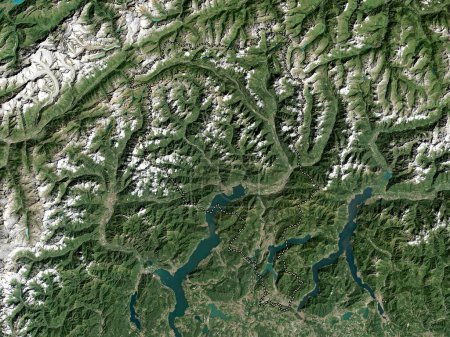 Téléchargez les photos : Tessin, canton de Suisse. Carte satellite basse résolution - en image libre de droit