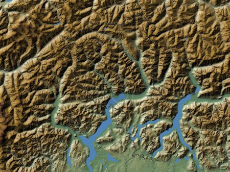 Téléchargez les photos : Tessin, canton de Suisse. Carte d'altitude colorée avec lacs et rivières - en image libre de droit