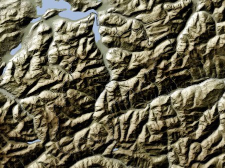 Photo for Uri, canton of Switzerland. Elevation map colored in wiki style with lakes and rivers - Royalty Free Image
