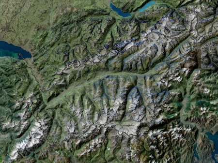 Foto de Valais, cantón de Suiza. Mapa de satélite de alta resolución - Imagen libre de derechos