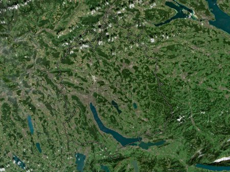 Téléchargez les photos : Zurich, canton de Suisse. Carte satellite basse résolution - en image libre de droit