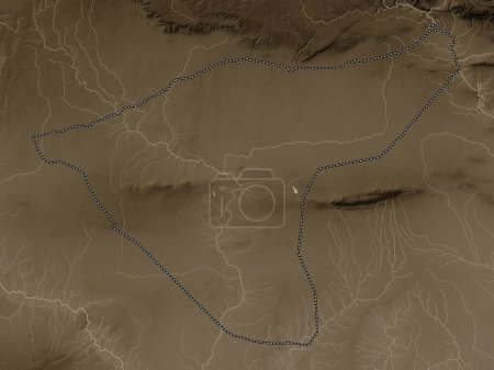 Téléchargez les photos : Al Hasakah, province of Syria. Elevation map colored in sepia tones with lakes and rivers - en image libre de droit